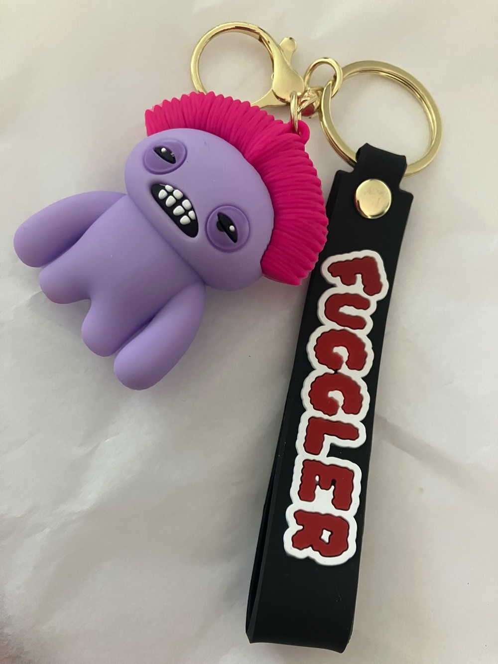 Fuggler Purple & Hot Pink Monster Keychain Charm with Branded Strap